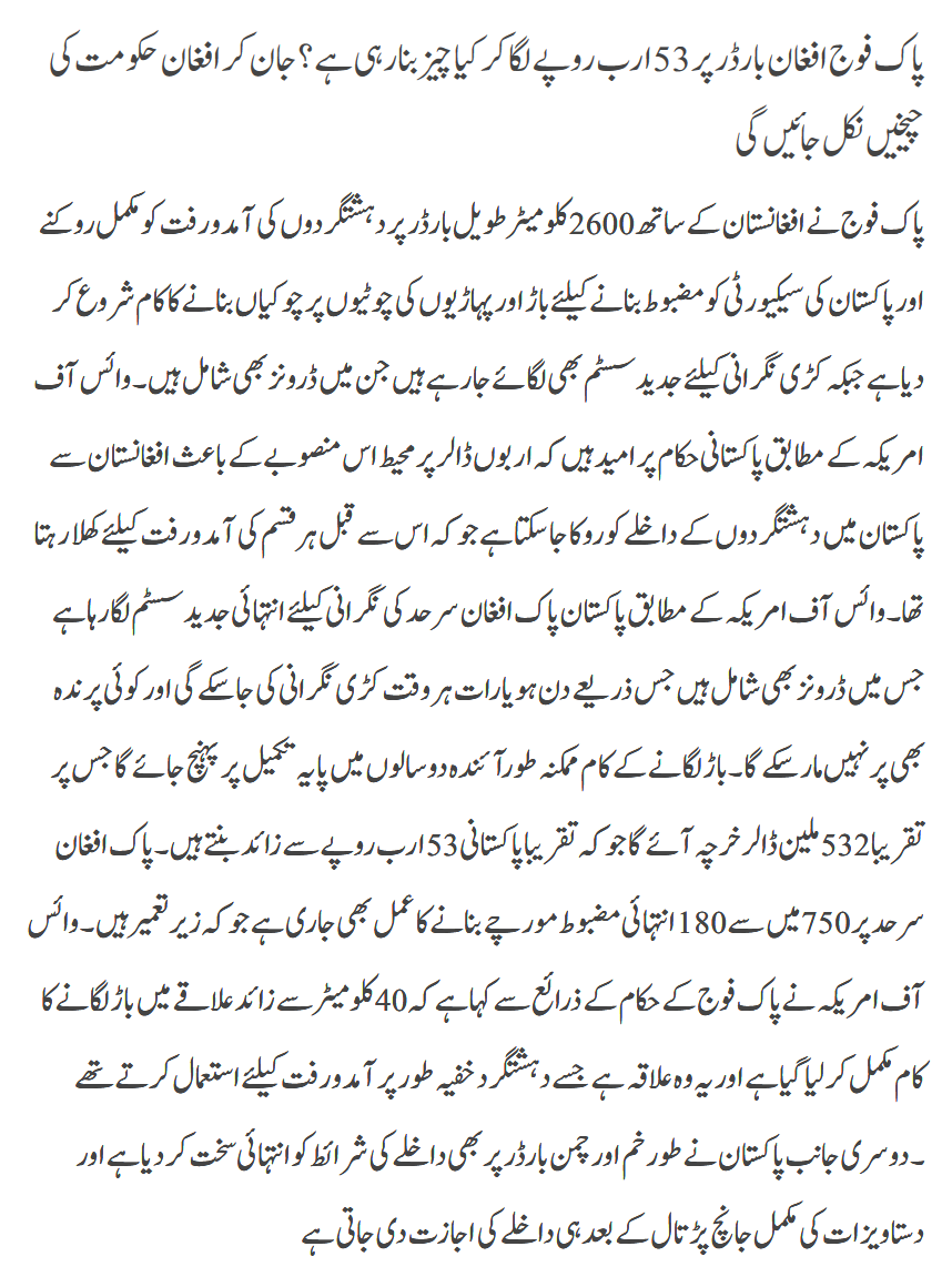 Pak Foj Afghan Border Pr Kya Bna Rahi